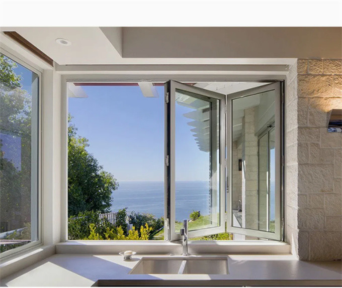 Windproof Aluminum Double Glass Bifold Windows for Kitchen