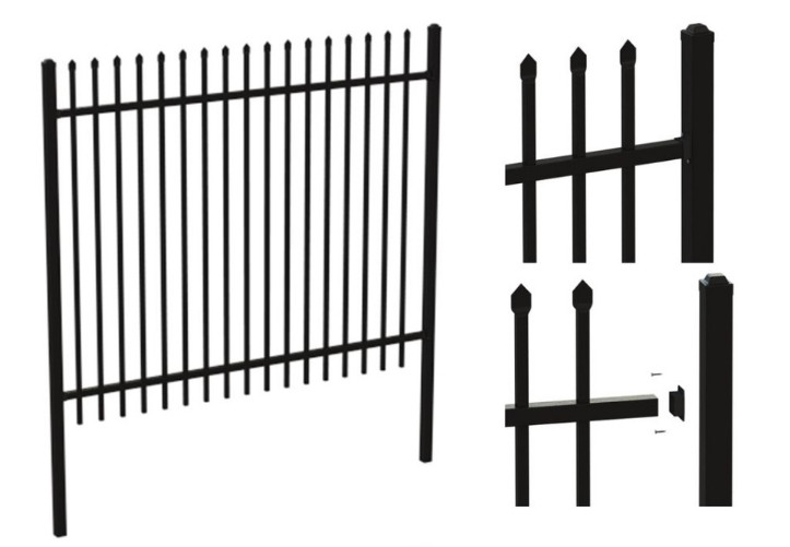 Home Garden Powder Coated Top Spear Tubular Metal Fence