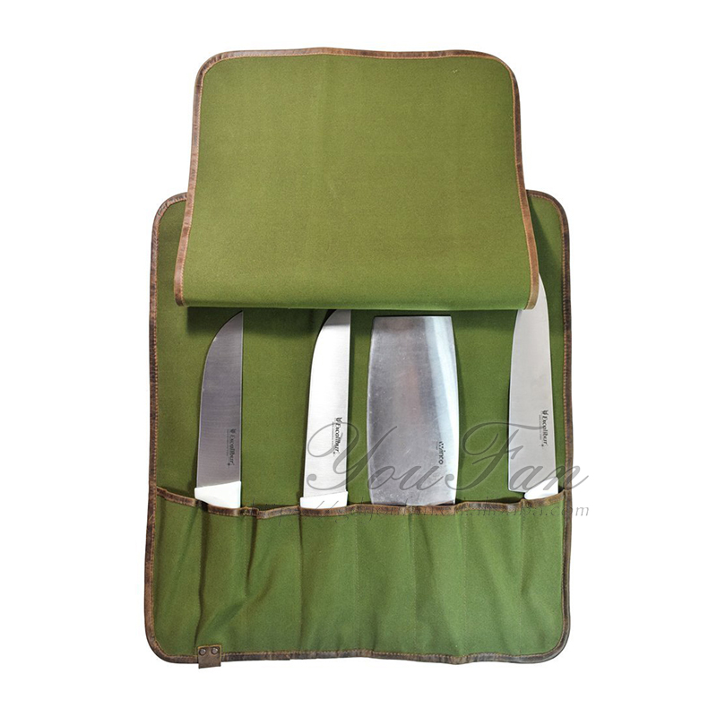 Water Resistant Leather Custom Knife Bags With Canvas Lining OEM ODM Acceptable