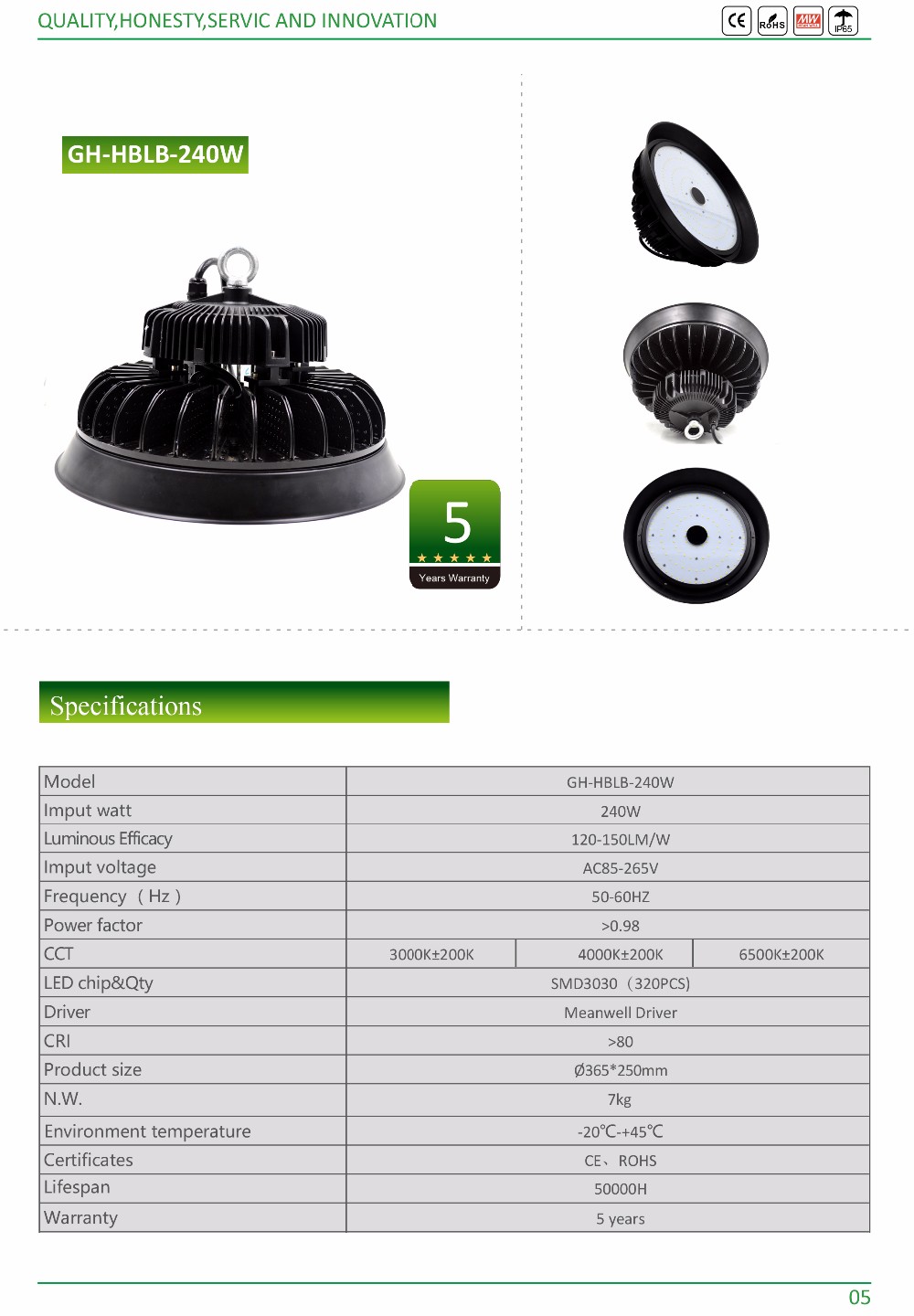 Water cooling aluminum IP65 waterproof ufo led high bay light 100W 150W 200W 240W