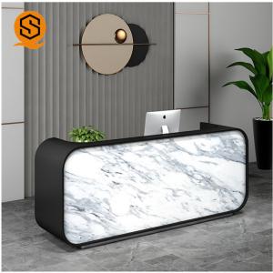 Marble Grain Artificial Stone Reception Desk ISO9001 Joints Invisible ODM