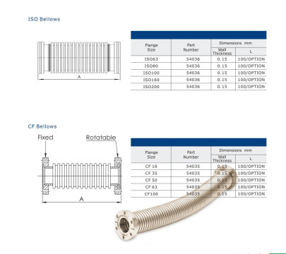 SS304 KF 16 High Vacuum Bellows Fittings Flexible Stainless Steel