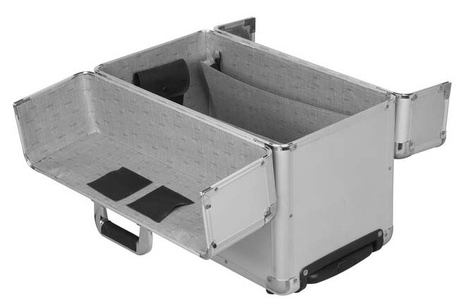 Aluminum Hairdresser Tool Box , Barber Tool Box On Wheel With Sturdy Metal Handle
