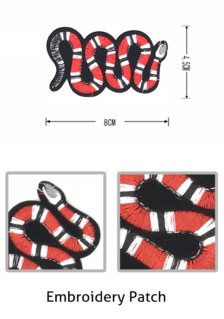 Popular Durable Snake Embroidery Patch , Eco Friendly Snake Iron On Patch Custom Color