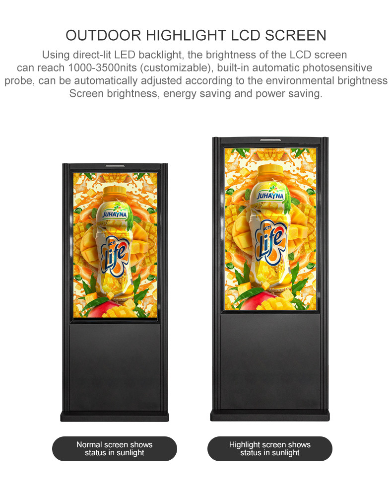 Horizontal Lightning Protection LCD Waterproof Outdoor Digital Signage