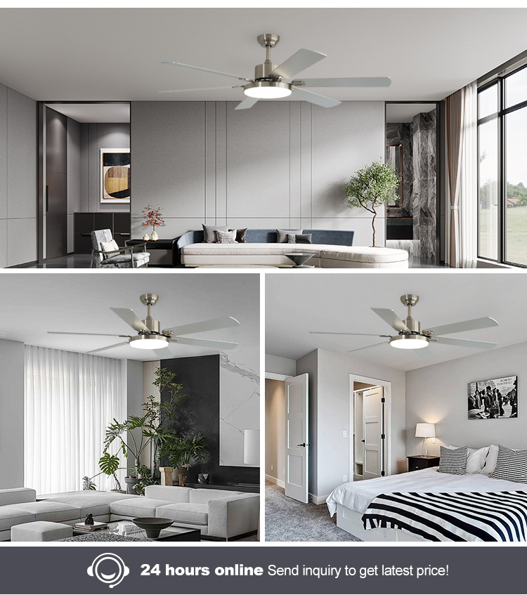 High Volume Natural Wind LED Ceiling Fan with 6 MDF Blades and Modern Design Style 10-