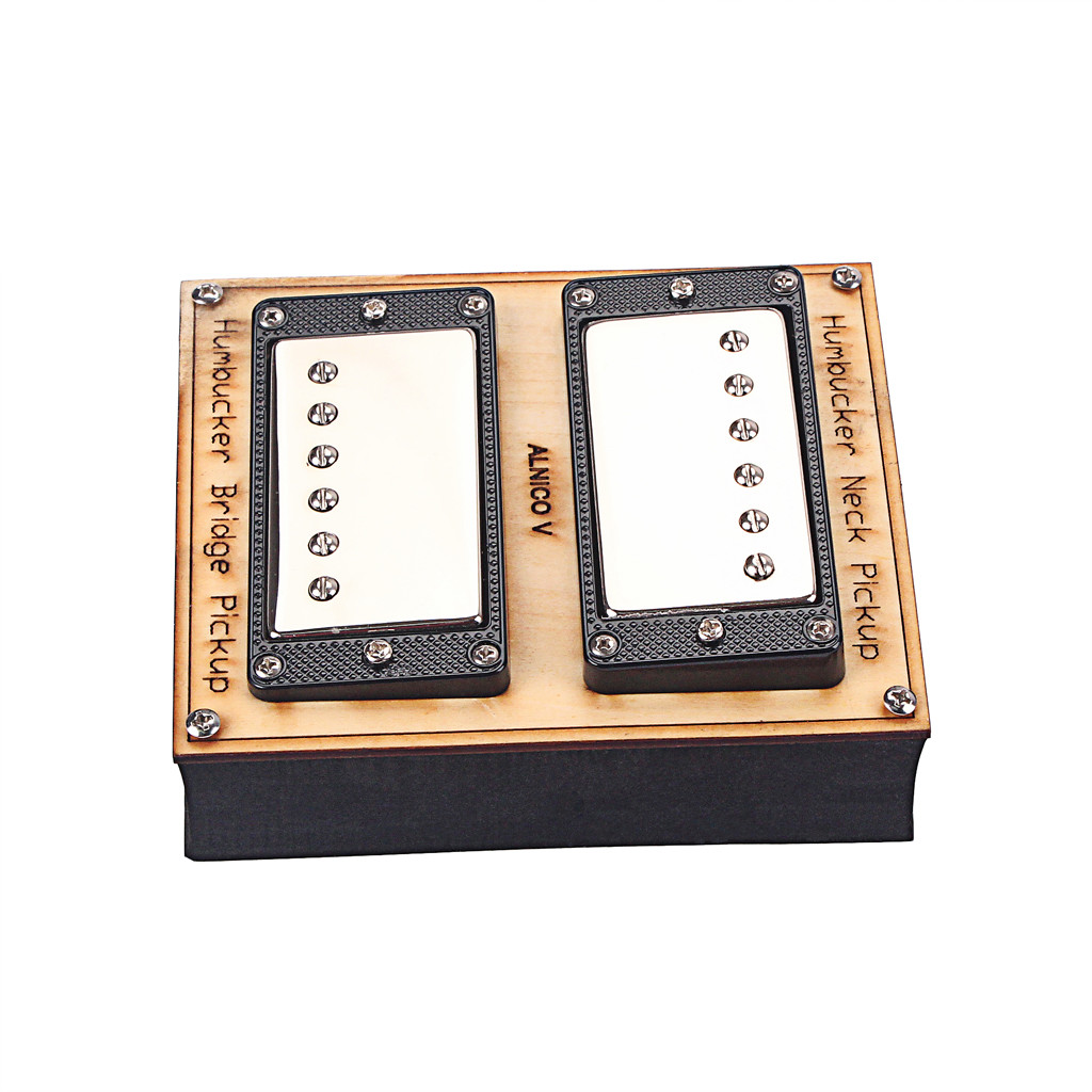 Alnico 5 Chrome Metal Humbucker Pickup Double Coil 13~14kΩ For LP Guitar With Screws Vintage