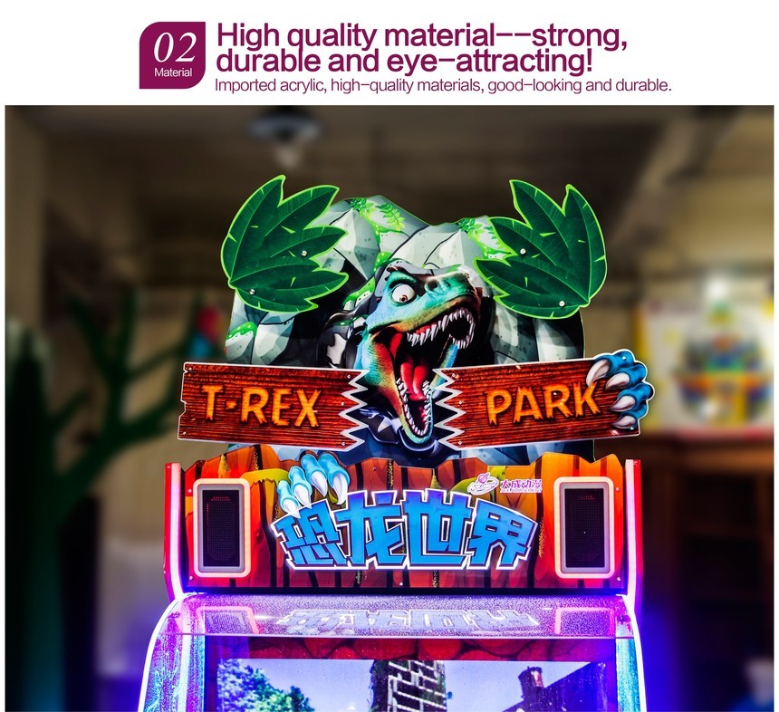 2 players dino machine gun shooting video game T-Rex Park coin operated arcade machine