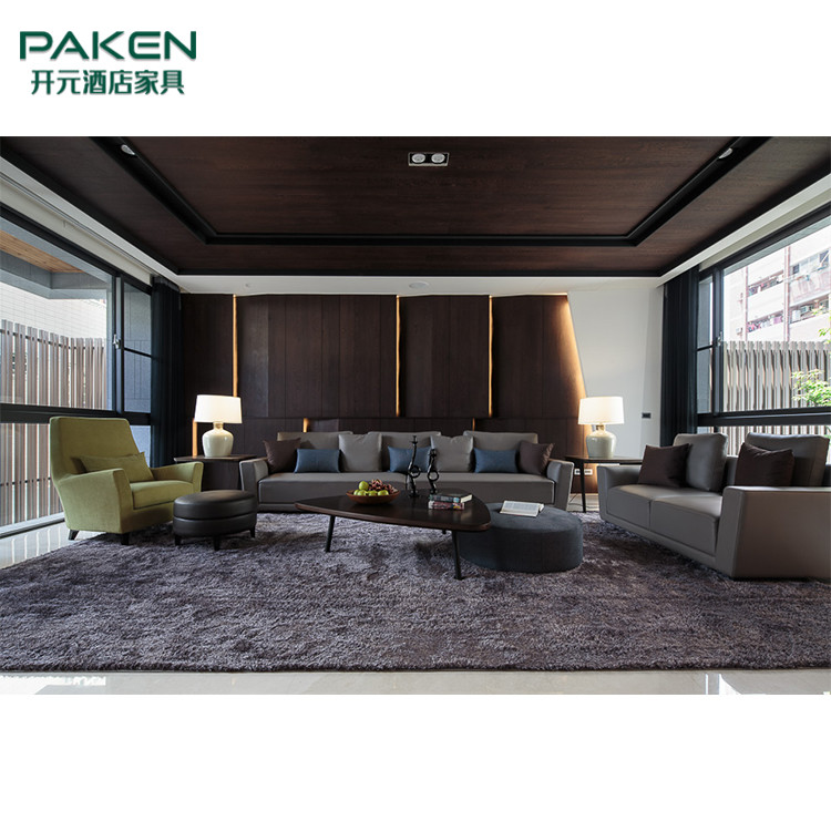 Wood And Marble Modern Villa Living Room Furniture Warm Style