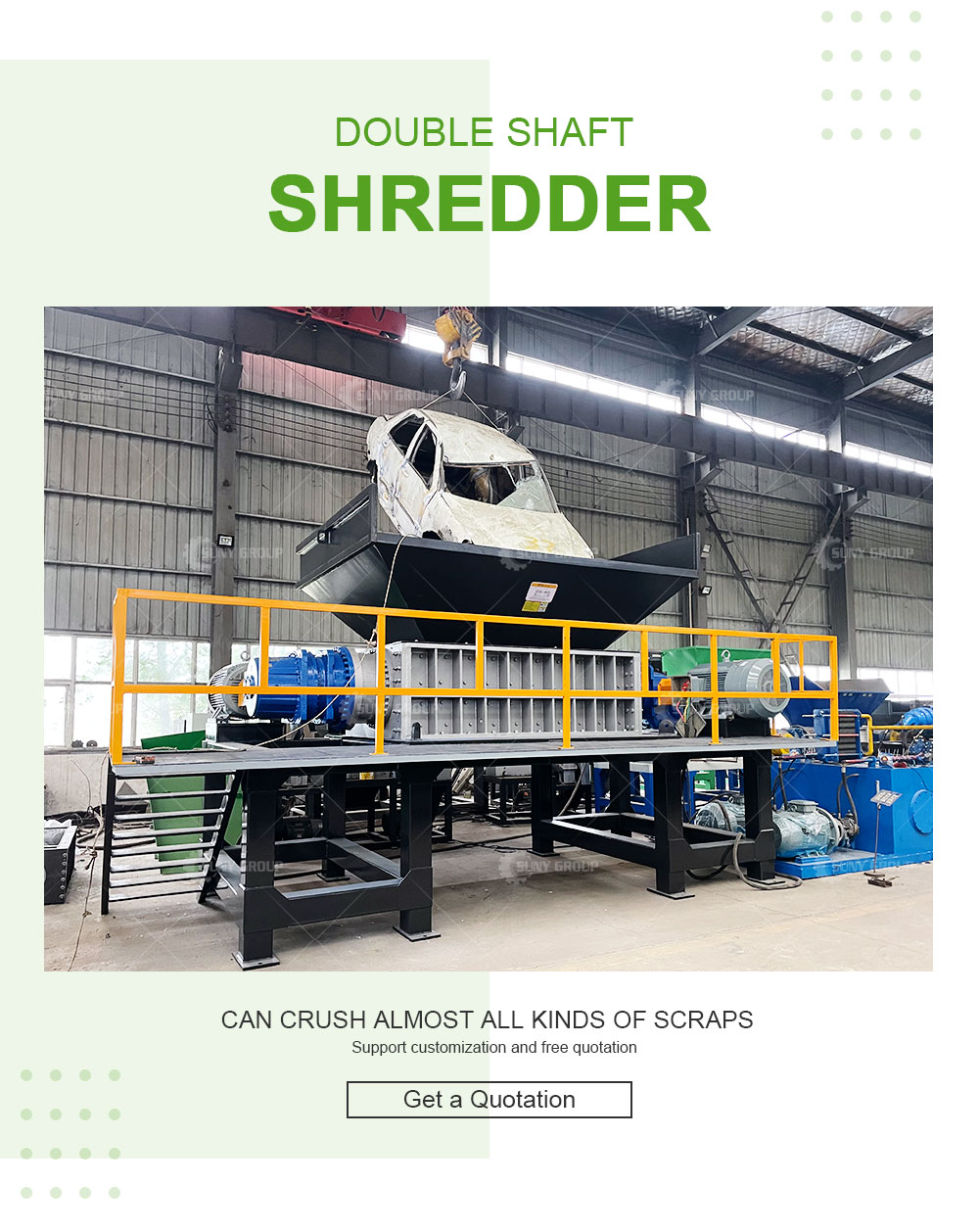 PLC Controlled Metal Sheet Shredder Double Shaft Shredder for Scrap Crushing