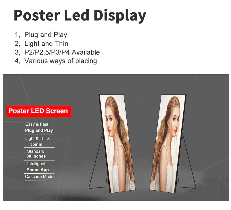 P2 P3 P4 Digital LED Advertising Panel Floor Standing LED Screen Poster