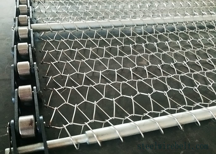 Durable Stainless Steel Wire Belt , Food Cleaning Chain Link Conveyor Belt