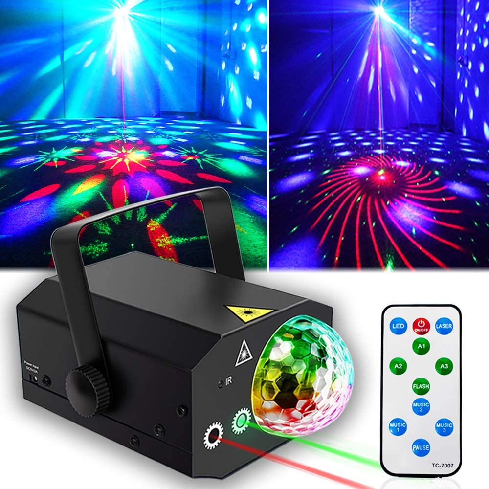 Party Disco Ball Light DJ Disco Mini Stage Lights Sound Activated Remote Control for Party Club Bar KTV Holiday Dance Ho