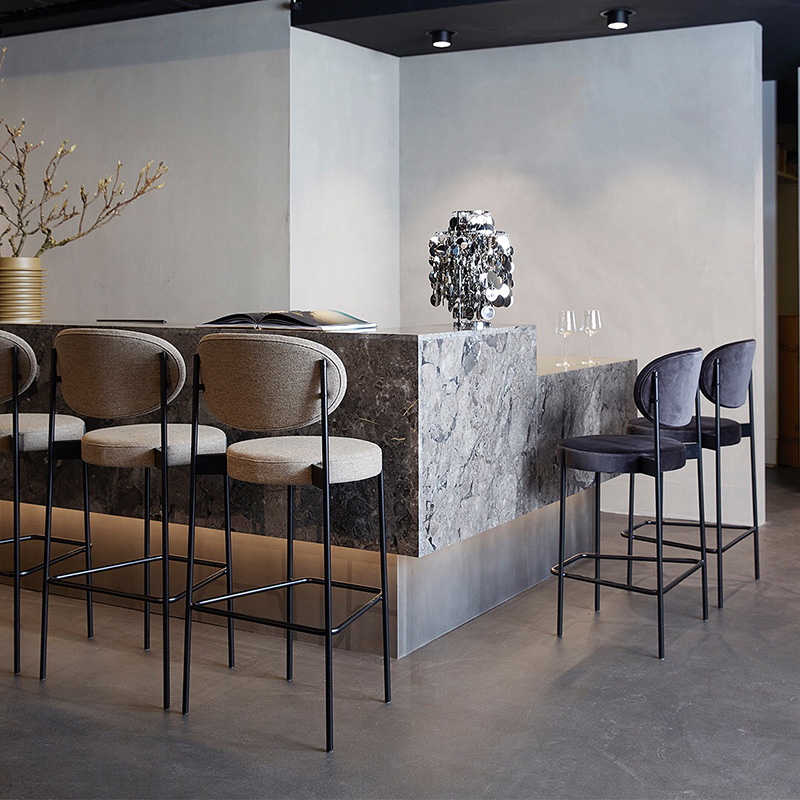 Commercial Cafe Bar Stools Height For 45 Inch Counter 48 Inch Black Velvet Fabric