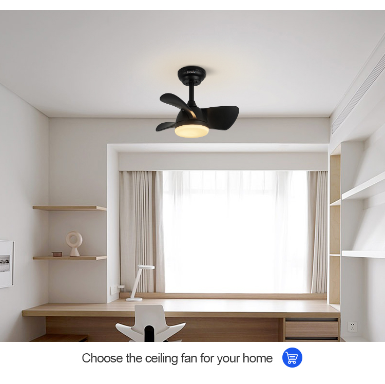 20 Inch 3 Black ABS Blades Remote LED Ceiling Fan with 3 Color LED Light and DC Motor