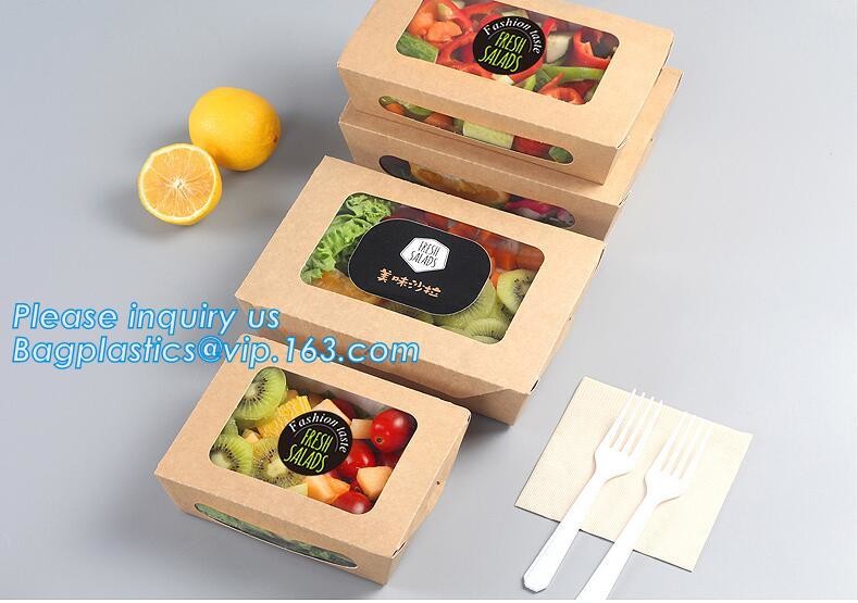 Cheap Cardboard foldable kraft paper lunch box with window,Lunch noodle fast food kraft paper box by customized logo pri