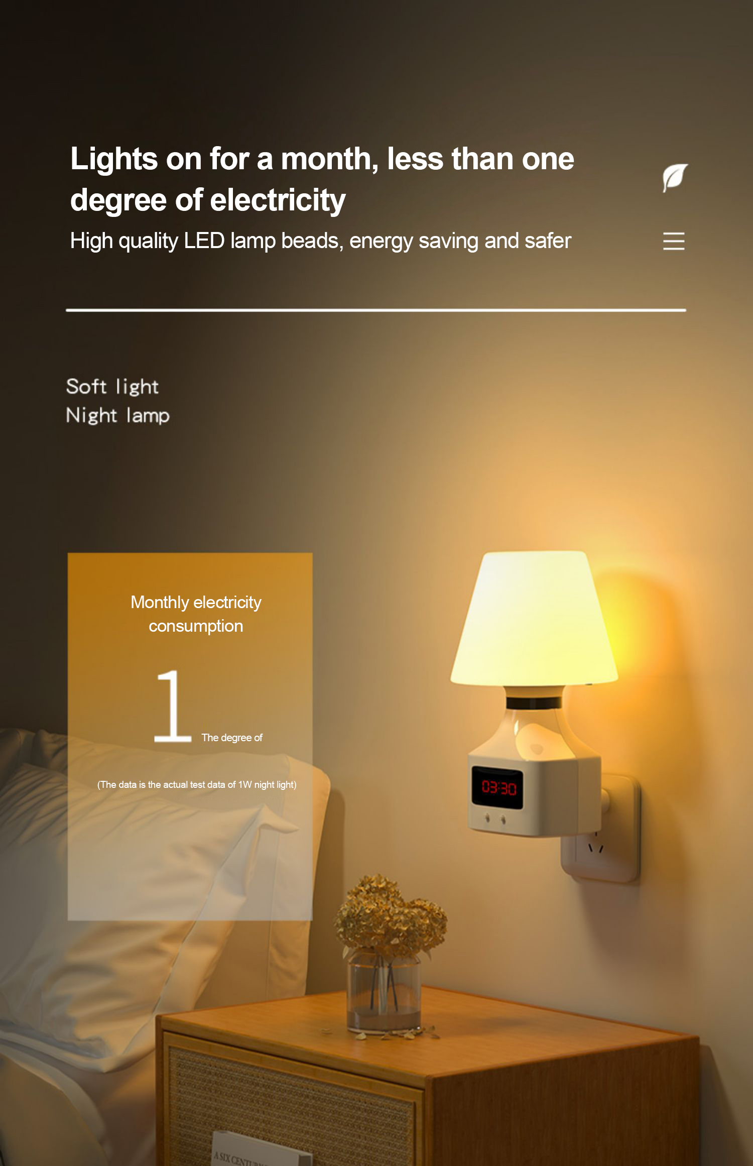 Dimmable LED Night Light for Baby Nursing Non Intelligent Control Plug-in Socket Type