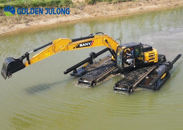JULONG Amphibious Excavator With Pontoons For River Construction Floating