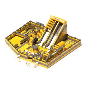 Indoor Playground Inflatable Castles Yellow Grey With Slides