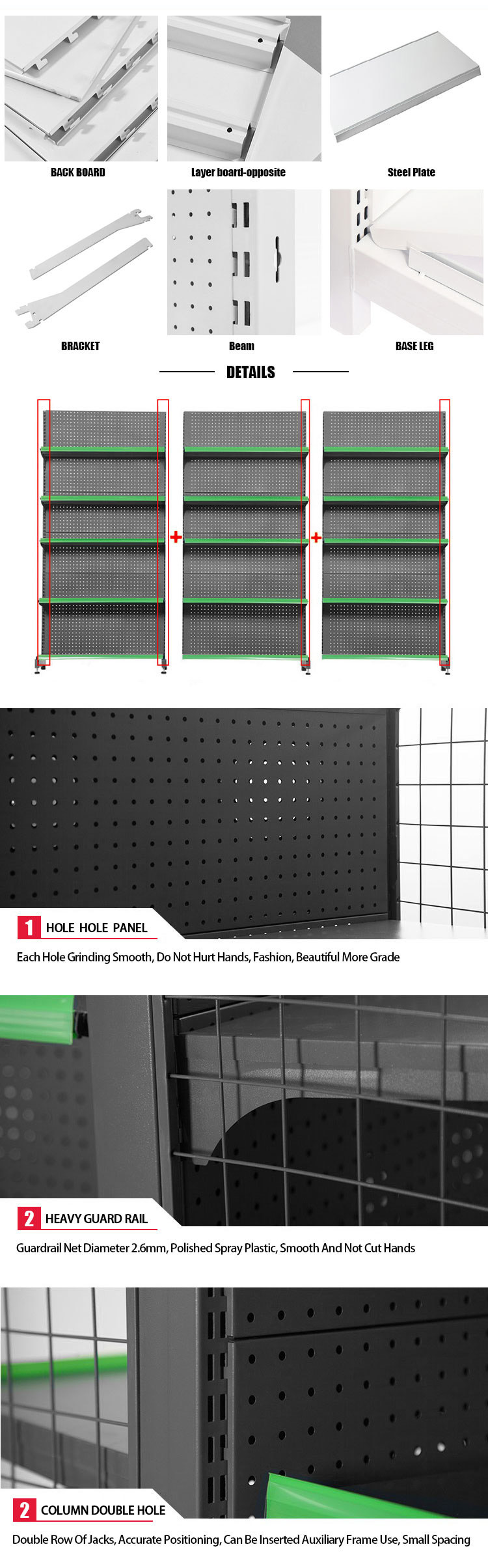 Stable Supermarket Display Shelving With High Load Capacity And Customizable Options