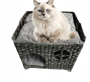  Four Seasons Rattan Pet House Small Animal Pattern Woven Dog Cat Litter Cage Universal Semi-Enclosed Washable Cage Manufactures