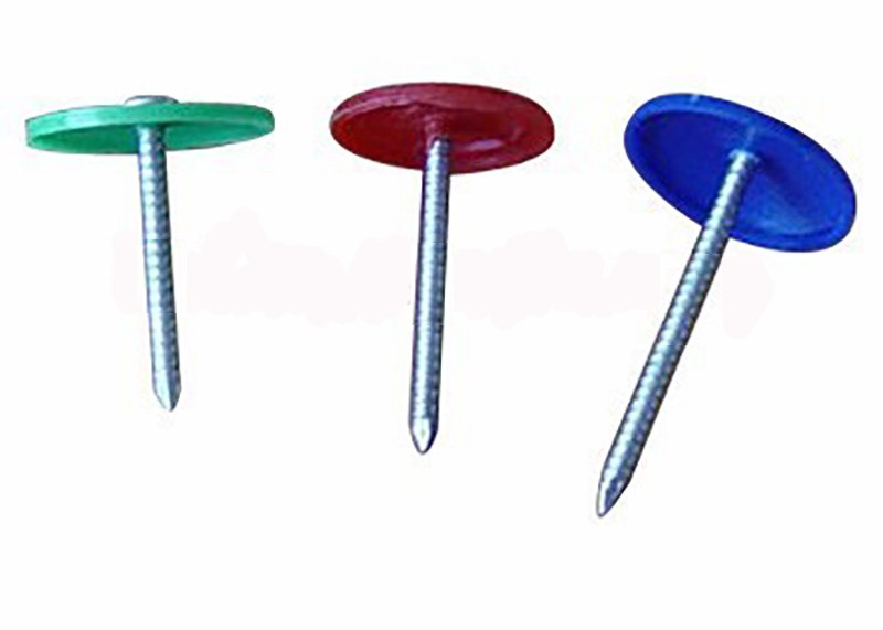 Multi Colored Small Plastic Cap Nails Customized Length Corrosion Resistance
