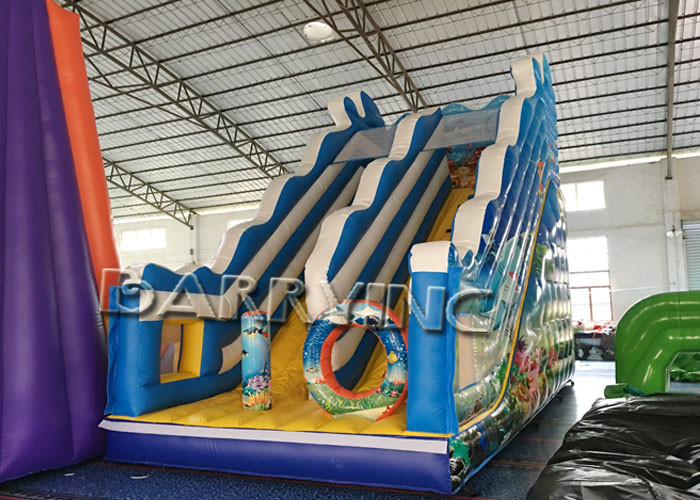 Seaworld Giant Commercial Inflatable Slide With Inflatable Bounce House Hand Printing