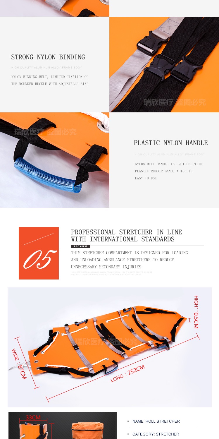Class I Firefighting Multifunctional Sked Rescue Stretcher in Orange for Firefighting
