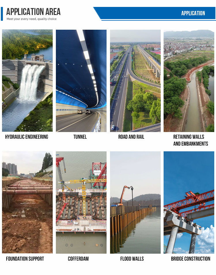 Building Construction Hot Dipped Steel Sheet Pile Sections Q195 Q235 Q235B