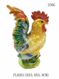  Metal Pewter Rooster Shape Jeweled Enamel Trinket Box Rooster Shape Trinket Box decorative box Manufactures