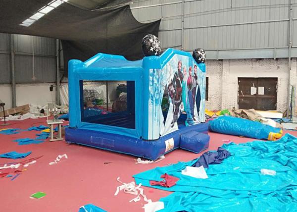 Professional Frozen 5 In 1 Bounce House Frozen Blow Up Castle With Reiforcestrip