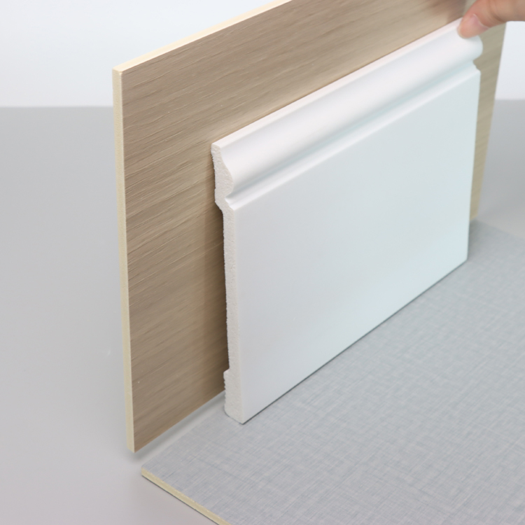 White Decorative Skirting Tile Baseboard Primed Moulding With Led Light