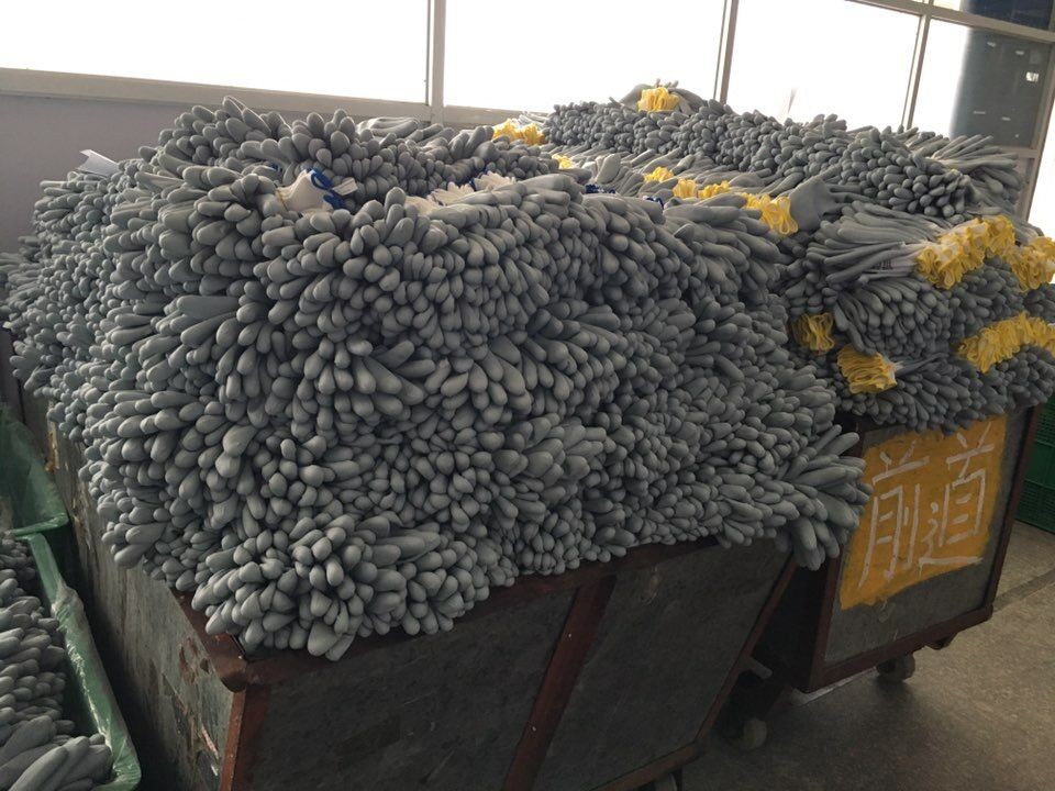 Safety Work Blue Aramid Gloves with Wrinkle Latex Coated and Anti-Static Function