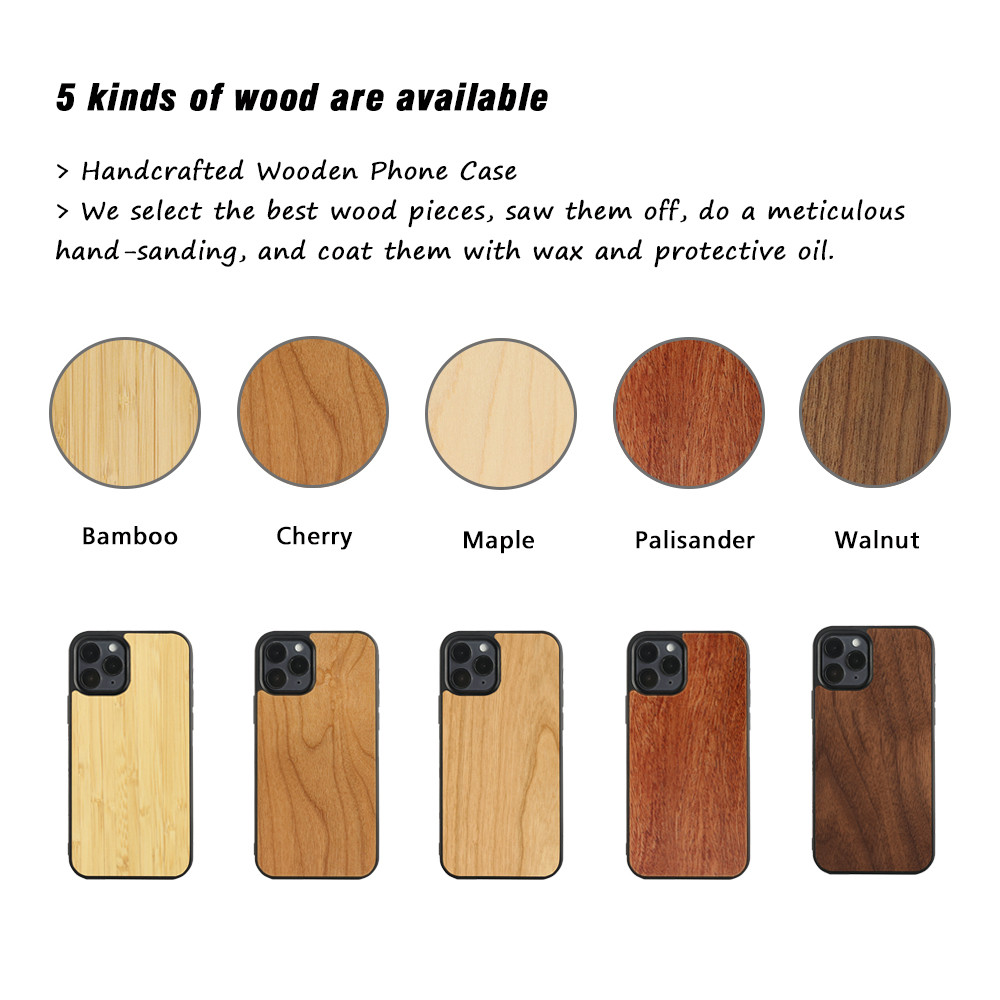 TPU Bumper Real Bamboo Wooden Mobile Cases Wood Phone Case Eco Friendly
