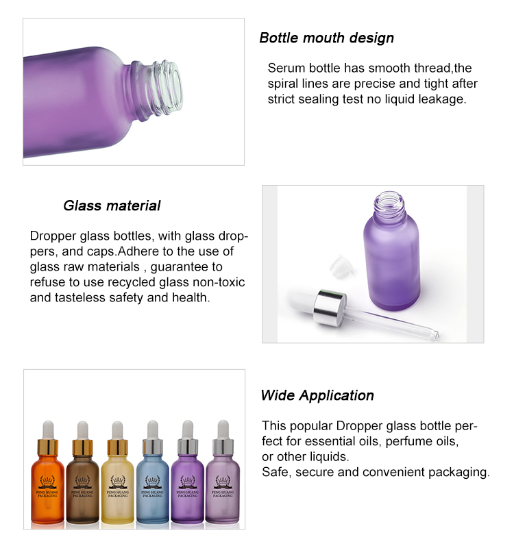 Custom 15ml 30ml 50ml 100ml Serum Dropper Bottles OEM Purple Painting