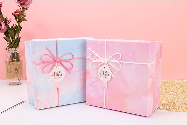 Custom Printing Square Foldable Luxury Paper Gift Box With Ribbon