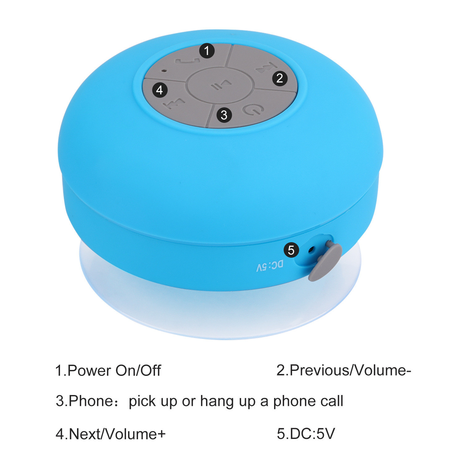 Magnetic Suction Cup Bluetooth Speaker , Bathroom Shower Speaker 10m Transmission
