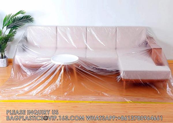 146"/12ft Plastic Sofa Couch Cover,Furniture Covers,Waterproof Couch Covers,