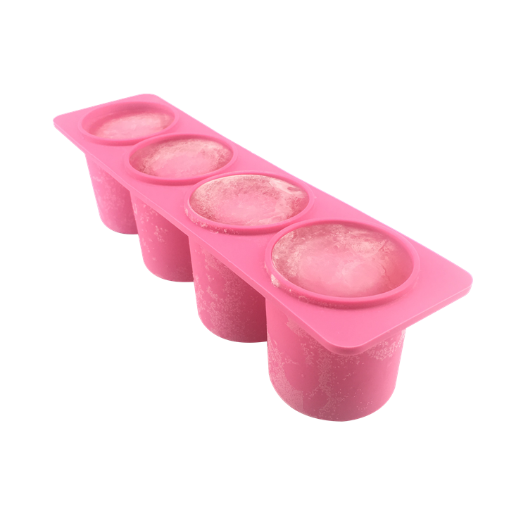 Soft High Quality 4 Cavity Round Silicone Ice Cup Mold Ice Shot Glass Maker FDA