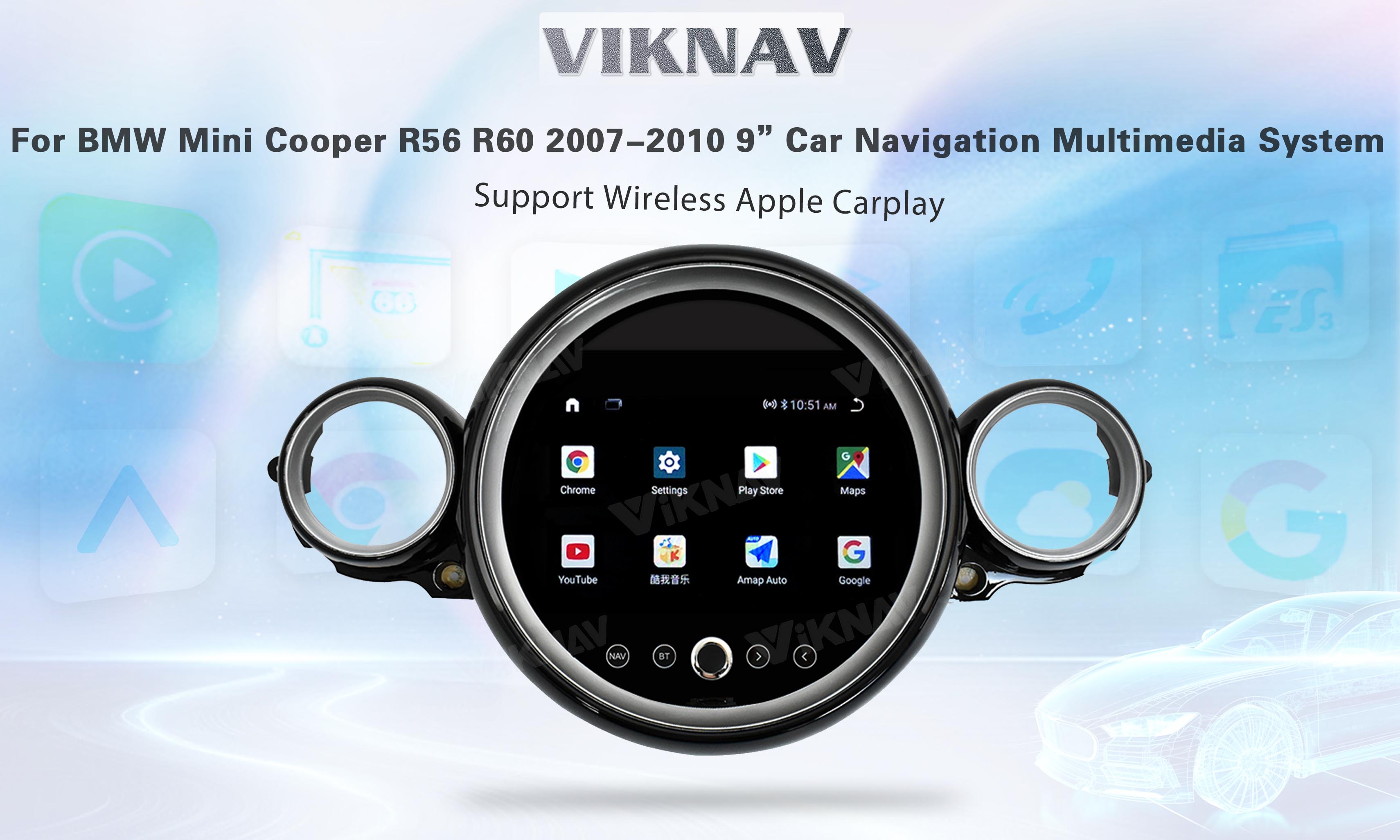 9 Inch Double Din CD Player bluetooth car stereo system For BMW Mini Cooper R56 R60 2007-2010
