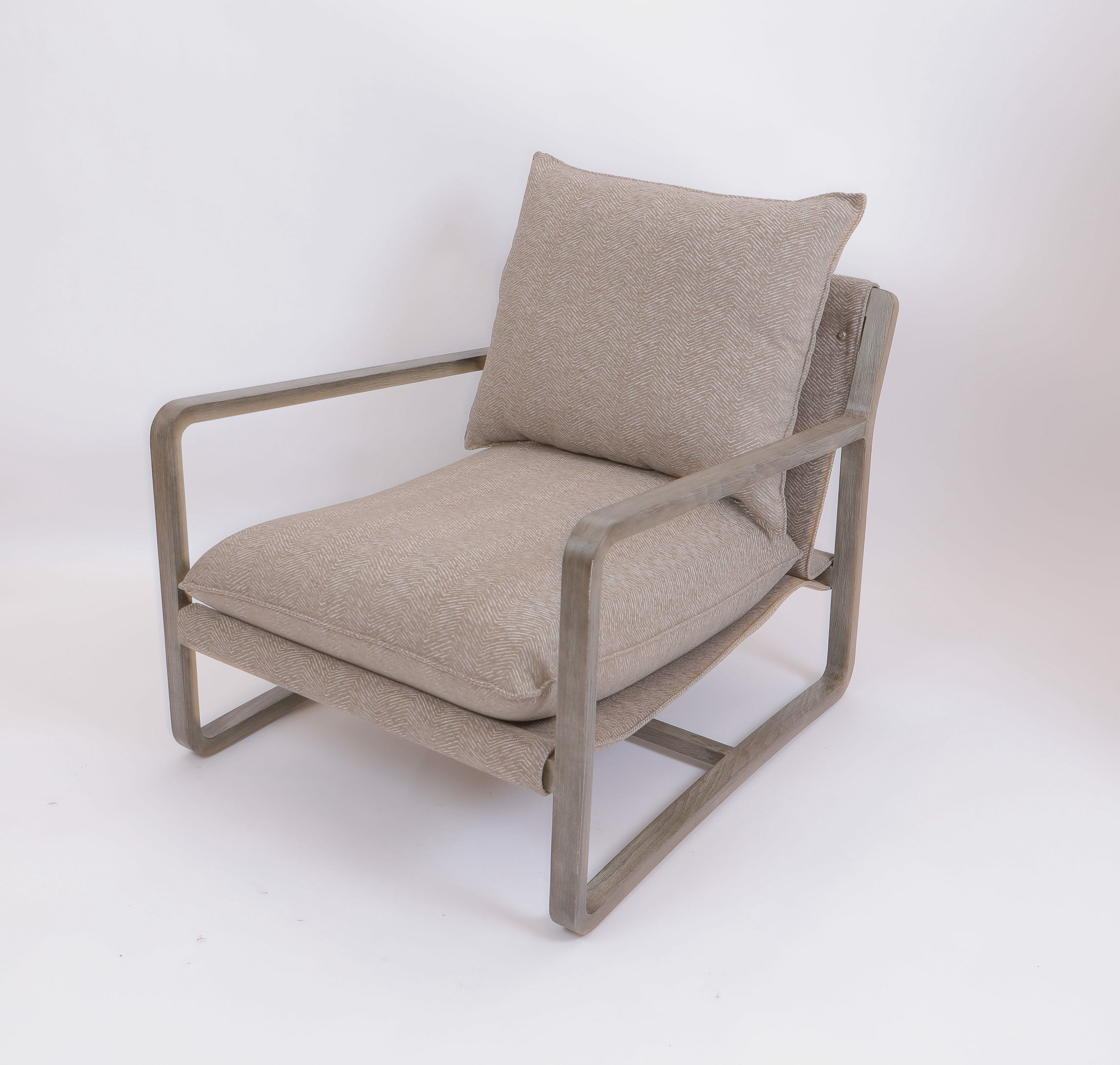 Hotel Bedroom Solid Oak Wood Lounge Chair Stainless Steel Base