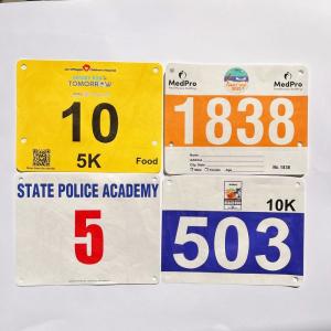 Rectangular Tyvek Race Bib Numbers Screen Printed Durable