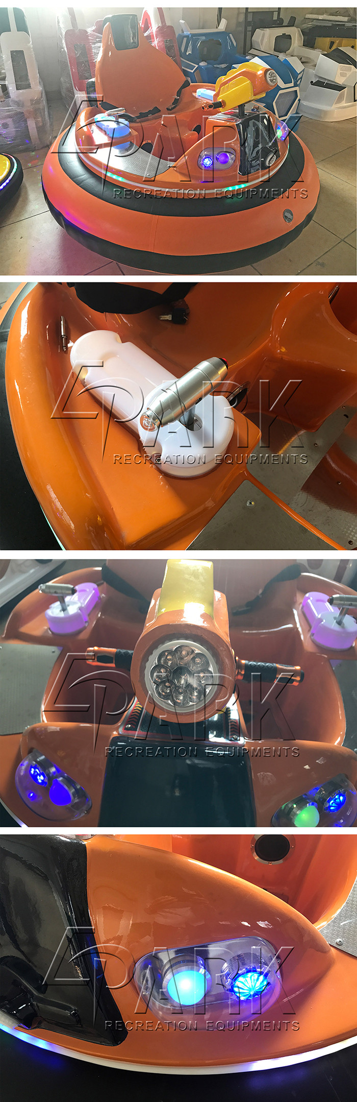 Air Spring UFO Music Shooting Kids Bumper Car Working Time 8 - 10 Hours