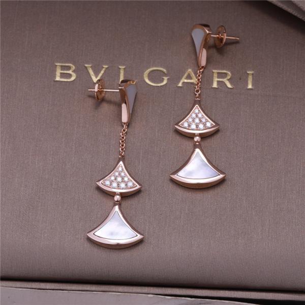 Roma Designer Brand DIVAS' DREAM Earrings Pink Gold 3 Motifs Drop Earrings