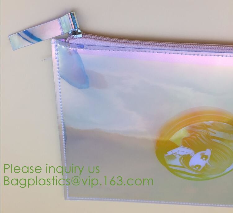holographic pvc bags, holographic packs, holographic pouch bags, holographic metialized cosmetic make up, holographic PU