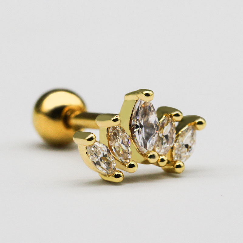 1.2mm 16G Gold Cartilage Stud 316 Stainless Steel Industrial Ear Piercing