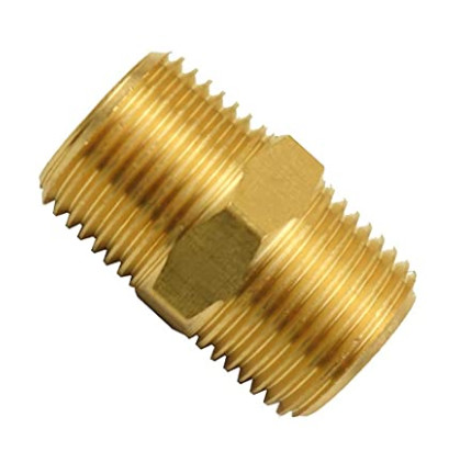 Quality Brass Pipe Fitting, Hex Nipple, 1/8" x 1/8" NPT Male Pipe Adapter for sale