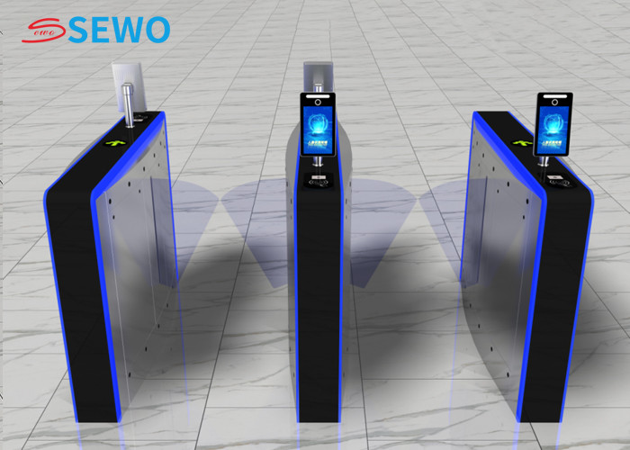 Face Recognition Flap Barrier Gates , Fingerprint Turnstile RFID Card Reader