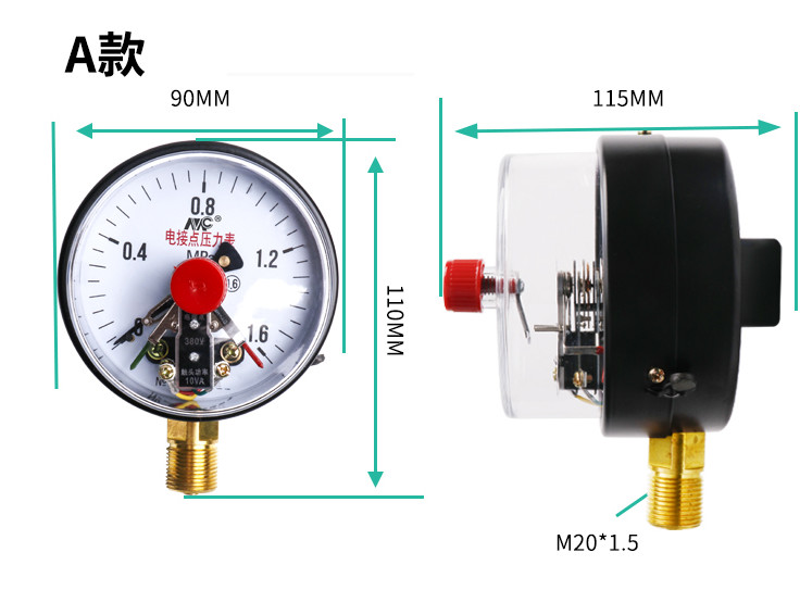 YX100 SS Electric Contact Differential Pressure Gauge For Temperature Water Supply