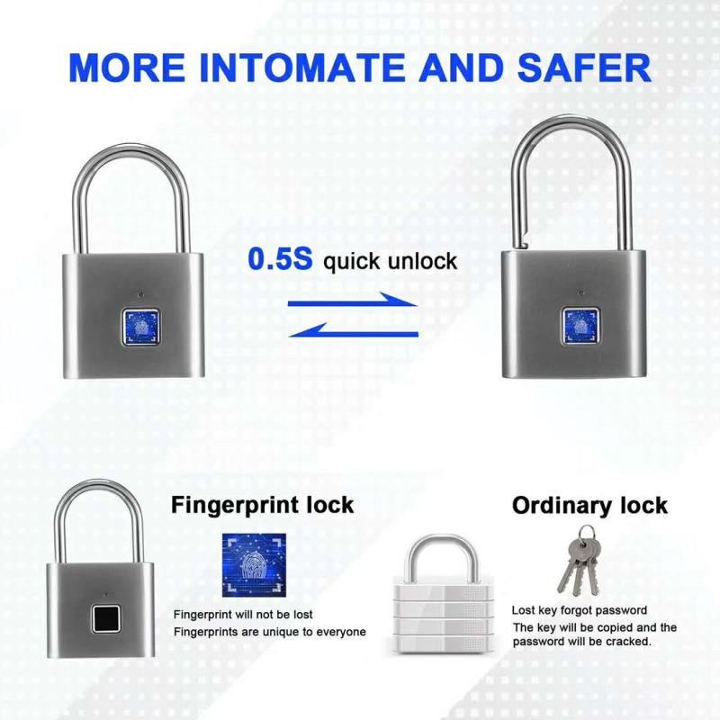Anti Theft Fingerprint Door Lock Keyless Smart Lock Fingerprint Padlock